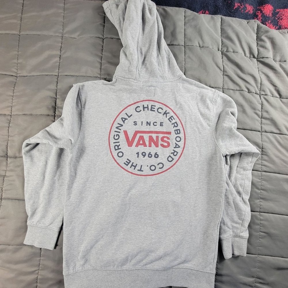 Vans Adults Medium Gray Pullover Hoodie Big Logo Long Sleeve Casual Outdoors